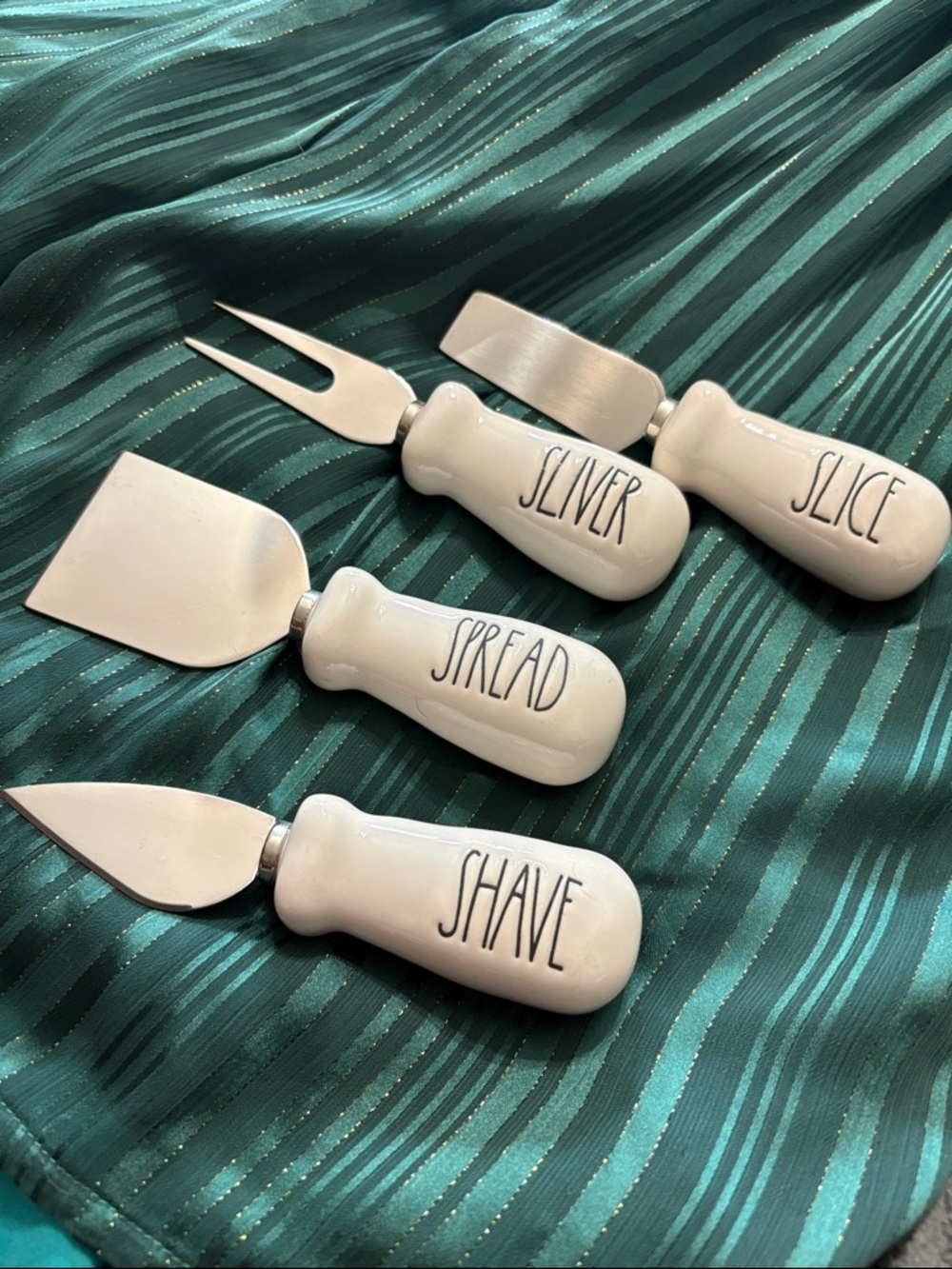 Set of 4, Rae Dunn By Magenta Cheese Knife SPREAD SLIVER SHAVE SLICE